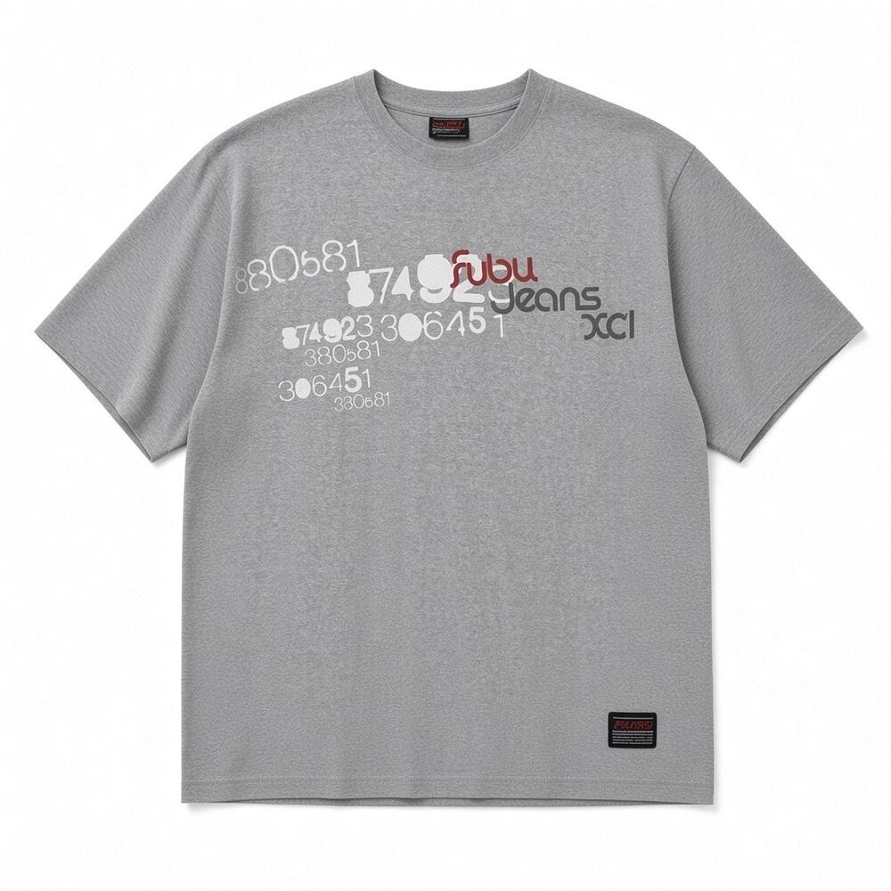 Vintage FUBU Jeans XCII Gray Graphic Tee Y2K Hip Hop Streetwear Size XL
